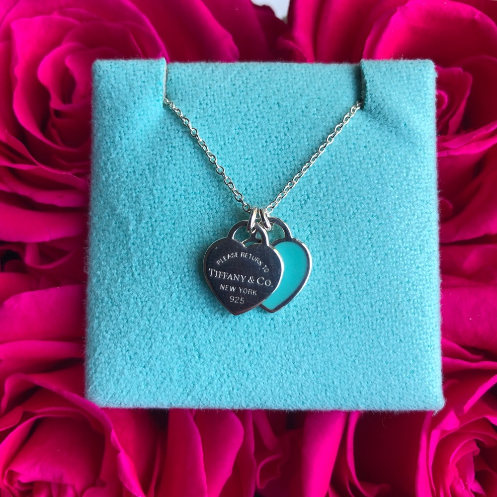 Tiffany Mini Double Heart Tag Pendant Necklace